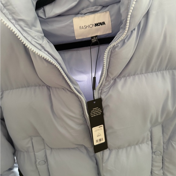 Fashion Nova Light Blue Cropped Puffer Jacket - Picture 2 of 5